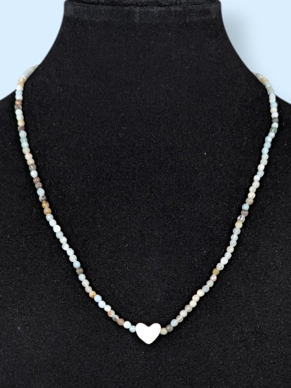 Colourful Agate & Mother of Pearl Heart Beaded Necklace
